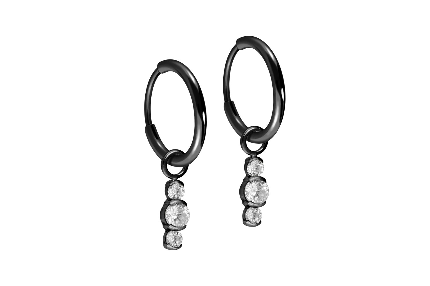 Titan Ohrclicker Creolen 3 EINGEFASSTE KRISTALLE von Piercingline